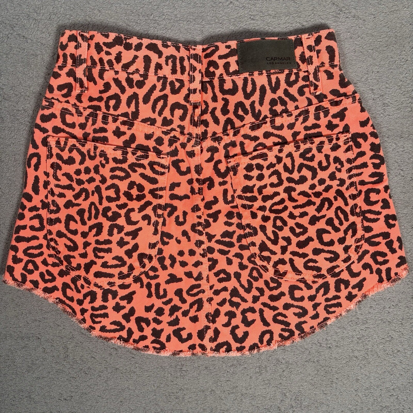 Carmar Denim Neon Orange Leopard Print Zip Front Mini Skirt Nwt Size 25 Y2k — image 7 of 8